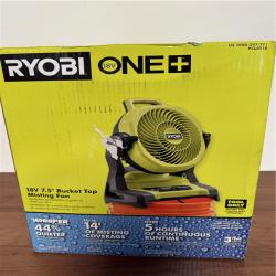 California NEW Sealed Box Ryobi 18V 7.5 Bucket Top Misting Fan (Tool only)