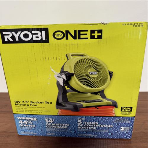 California NEW Sealed Box Ryobi 18V 7.5 Bucket Top Misting Fan (Tool only)