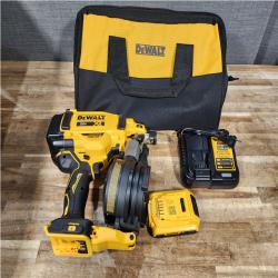 Houston Location AS-IS DEWALT 20V MAX Lithium-Ion 15-Degree Electric Cordless Roofing Nailer Kit