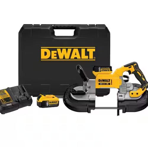 AS-IS DEWALT 20V MAX XR Cordless Brushless Deep Cut Band Saw with (2) 20V 5.0Ah Batteries and Charger