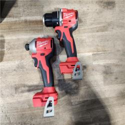 HOUSTON LOCATION - AS-IS Milwaukee M18 18V Lithium-Ion Brushless Cordless Compact Drill/Impact Combo Kit (2-Tool) W/(2) 2.0 Ah Batteries  Charger & Bag