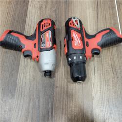 AS-IS   Milwaukee M12 12V Lithium-Ion Cordless Drill Driver/Impact Driver Combo Kit with Two 1.5Ah Batteries, Charger and Bag (2-Tool)