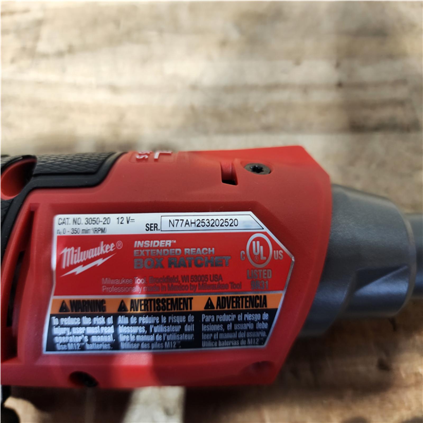 Houston Location AS-IS Milwaukee FUEL 12V Lithium-Ion Brushless Cordless 1/4 in - 3/8 in Extended Ratchet (Tool-Only)