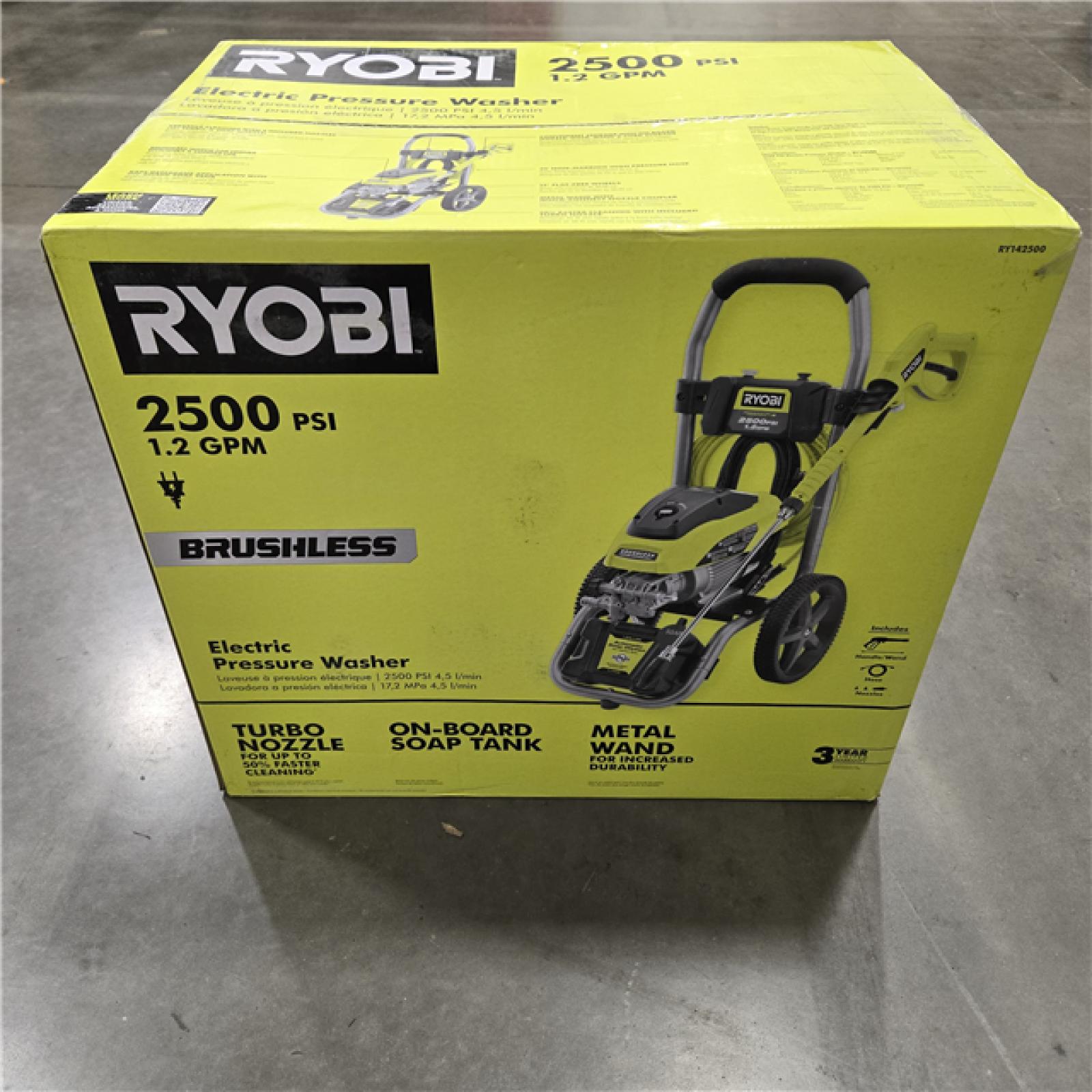 NEW! - RYOBI 2500 PSI 1.2 GPM High Performance Cold Water Electric Pressure Washer