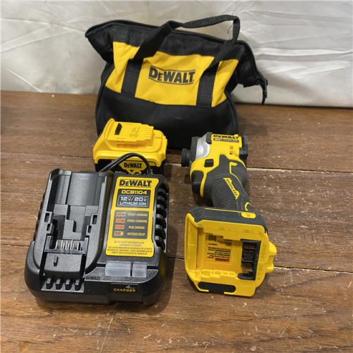 AS-IS DEWALT ATOMIC 20V MAX Lithium-Ion Cordless 1/4 in. Brushless Impact Driver Kit, 5 Ah Battery, Charger, and Bag
