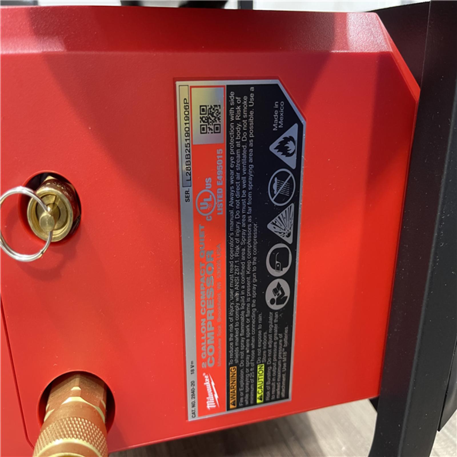 AS-IS Milwaukee FUEL 18-Volt Lithium-Ion Brushless Cordless 2 Gal. Electric Compact Quiet Compressor (Tool-Only)