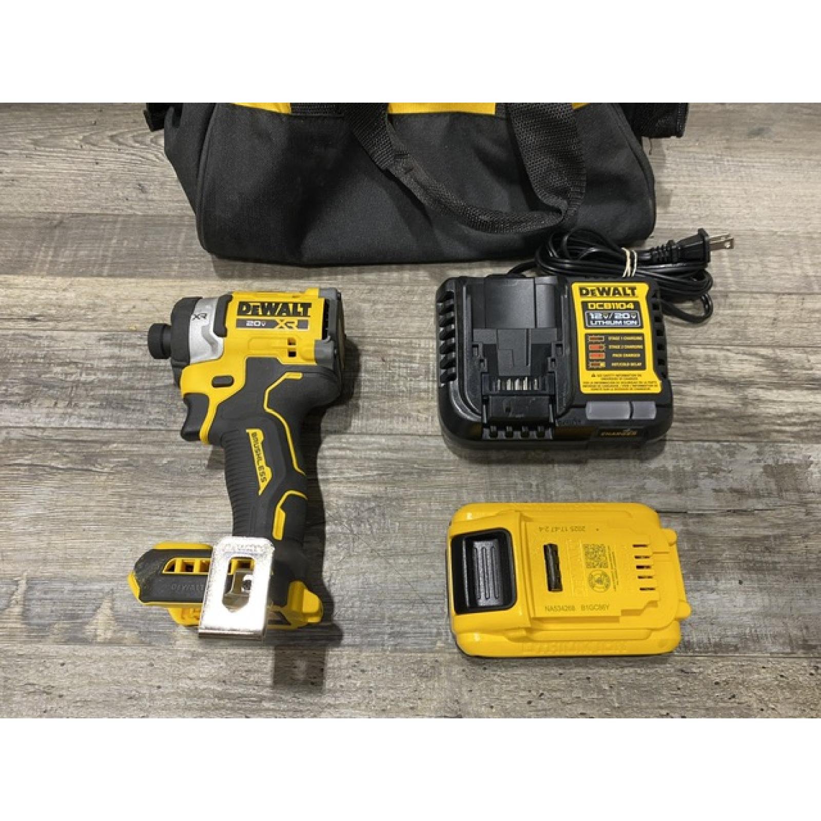 AS-IS DEWALT 20V MAX XR Lithium-Ion Brushless Cordless 3-Speed High Torque 1/4 in. Impact Driver Kit