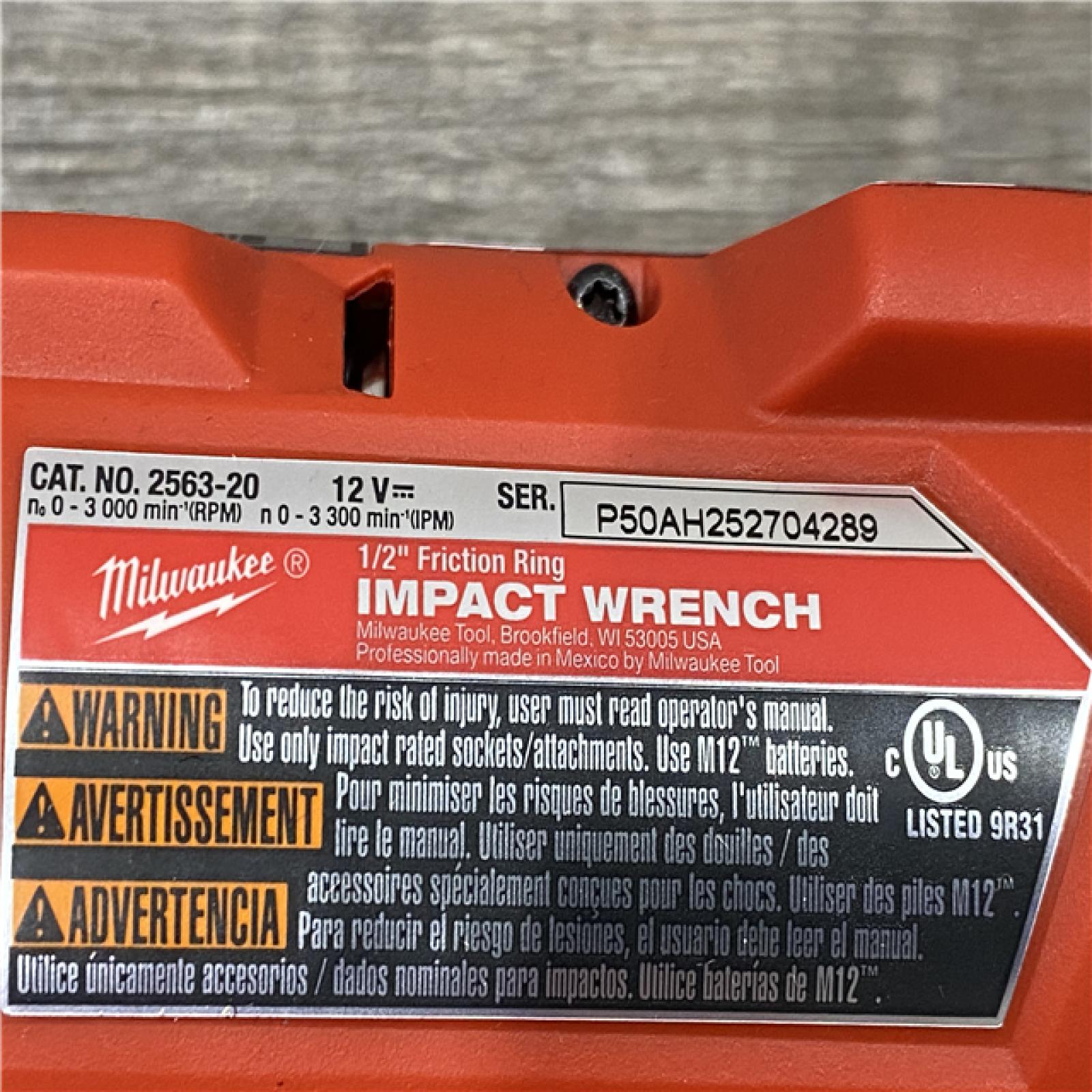 AS-IS Milwaukee FUEL 12V Li-Ion Brushless Cordless Stubby 1/2 in. Impact Wrench Kit