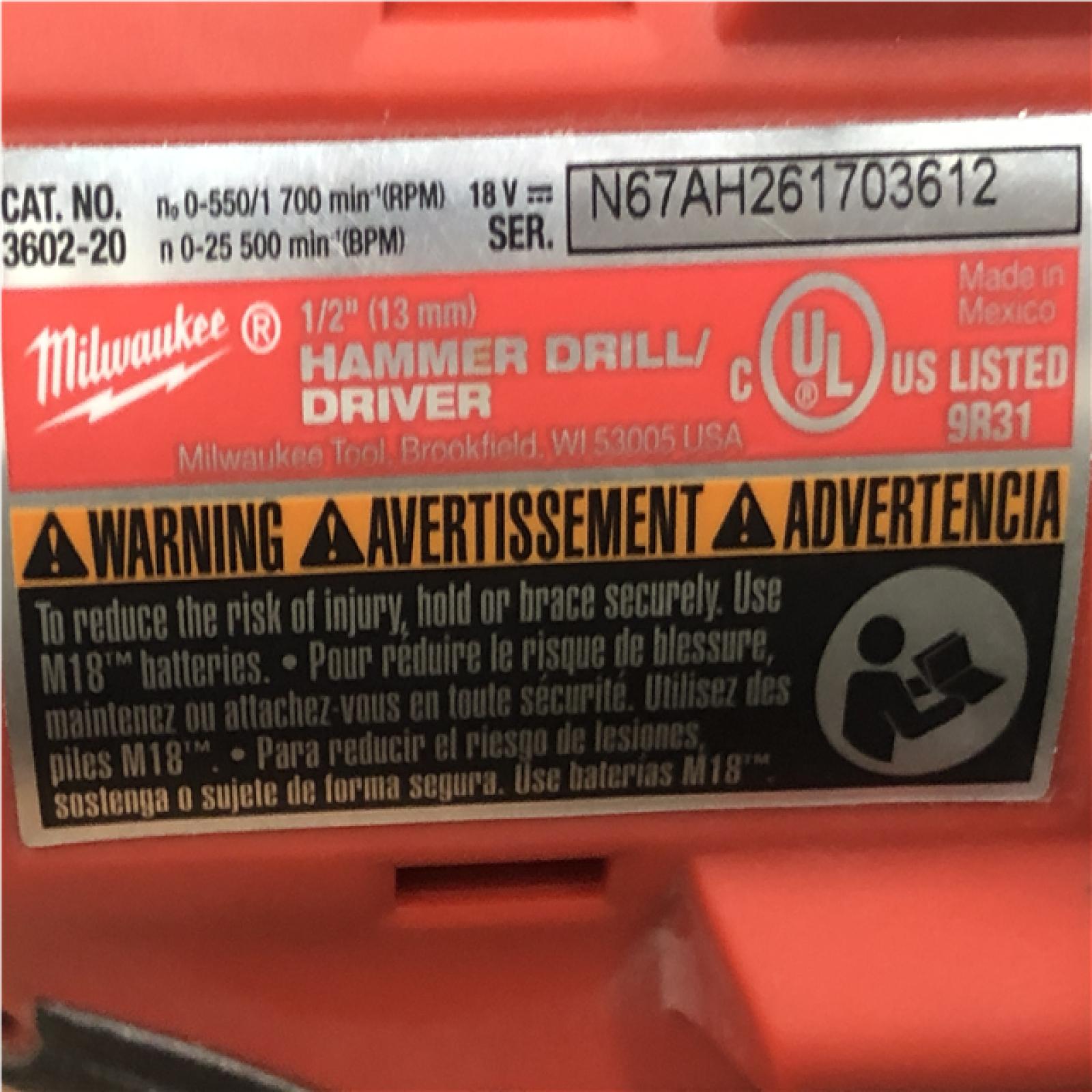 AS-IS Milwaukee 18V Lithium-Ion Brushless Cordless 1/2 in. Compact Hammer Drill/Driver Kit