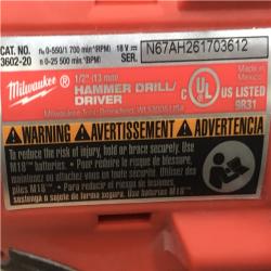 AS-IS Milwaukee 18V Lithium-Ion Brushless Cordless 1/2 in. Compact Hammer Drill/Driver Kit
