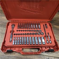 AS-IS Milwaukee 1/4 in. Drive SAE/Metric Ratchet and Socket Mechanics Tool Set (50-Piece)