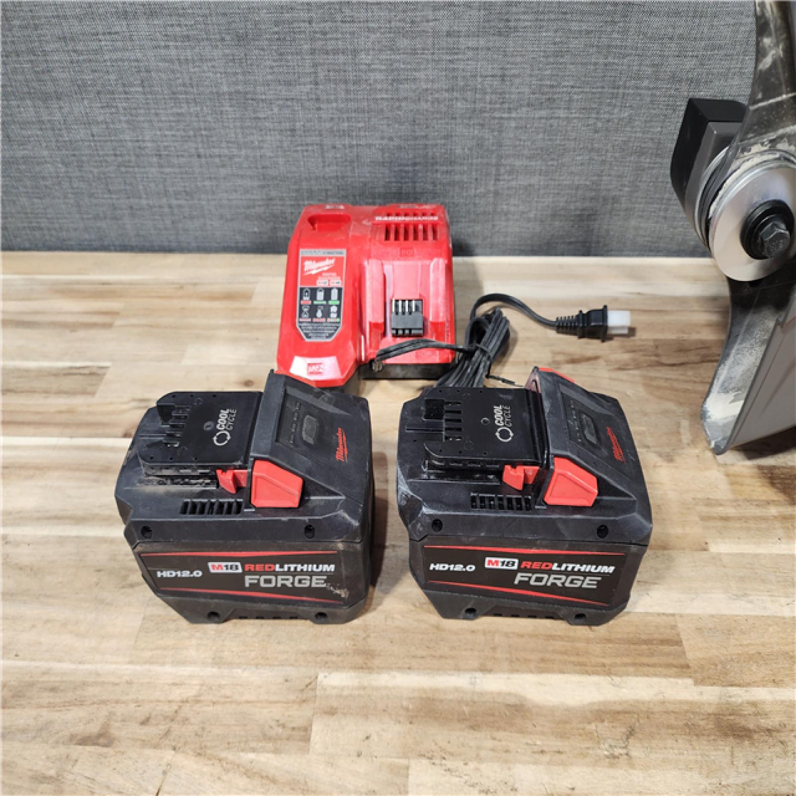 HOUSTON LOCATION - AS-IS Milwaukee M18 FUEL ONE-KEY 18-Volt Lithium-Ion Brushless Cordless 9 in. Cut Off Saw Kit W/ (2) 12.0Ah Batteries & Rapid Charger