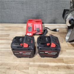 HOUSTON LOCATION - AS-IS Milwaukee M18 FUEL ONE-KEY 18-Volt Lithium-Ion Brushless Cordless 9 in. Cut Off Saw Kit W/ (2) 12.0Ah Batteries & Rapid Charger