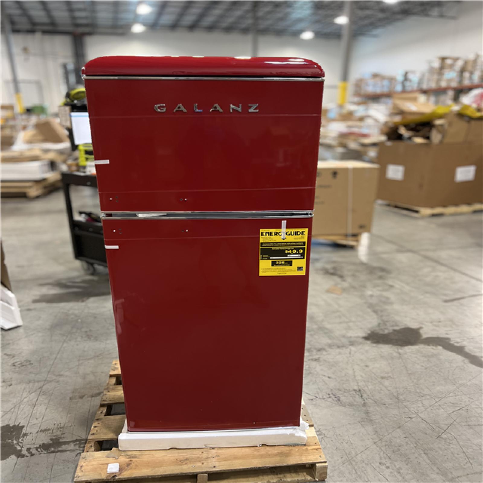 DALLAS LOCATION - Galanz 10.0 cu. ft. Retro Top Freezer Refrigerator with Dual Door True Freezer, Frost Free in Red