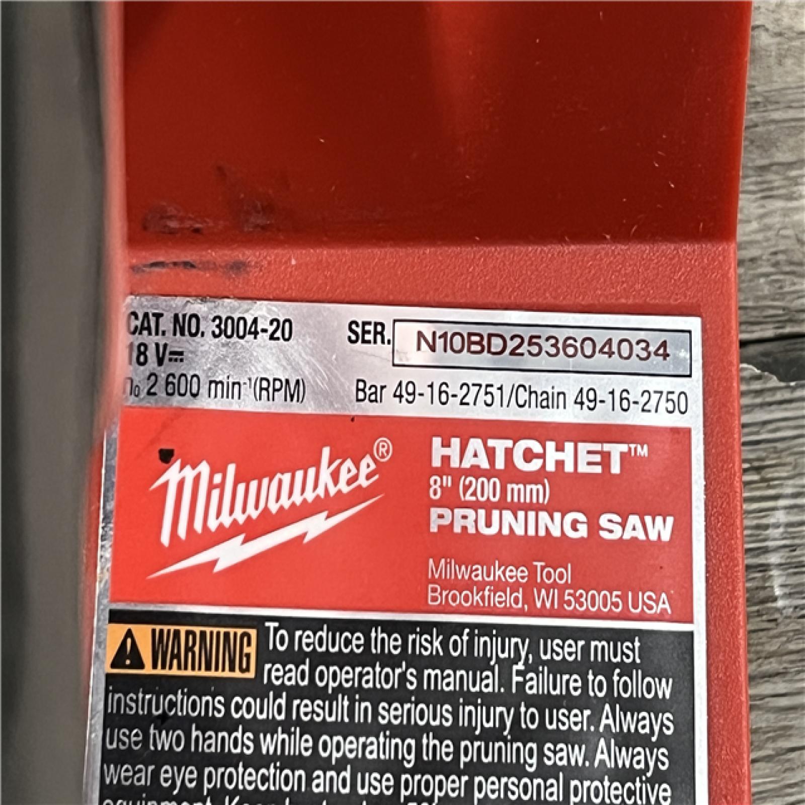 AS-IS Milwaukee FUEL 18V Lithium-Ion Brushless Cordless 8 in. HATCHET Pruning Saw (Tool-Only)