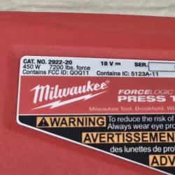 AS-IS Milwaukee 2922-20 M18 18V Cordless FORCE LOGIC Press Tool (Tool-Only)