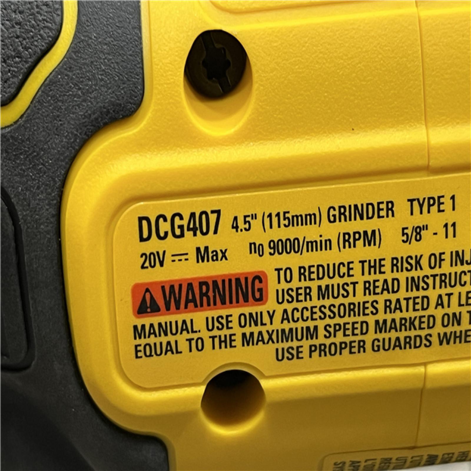 AS-IS DEWALT 20-Volt MAX Cordless Brushless 4-1/2 in. Angle Grinder with Slide Switch (Tool Only)