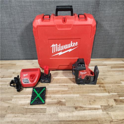 HOUSTON LOCATION - AS-IS Milwaukee 12-Volt Lithium-Ion Cordless Green 250 ft. 3-Plane Laser Level Kit