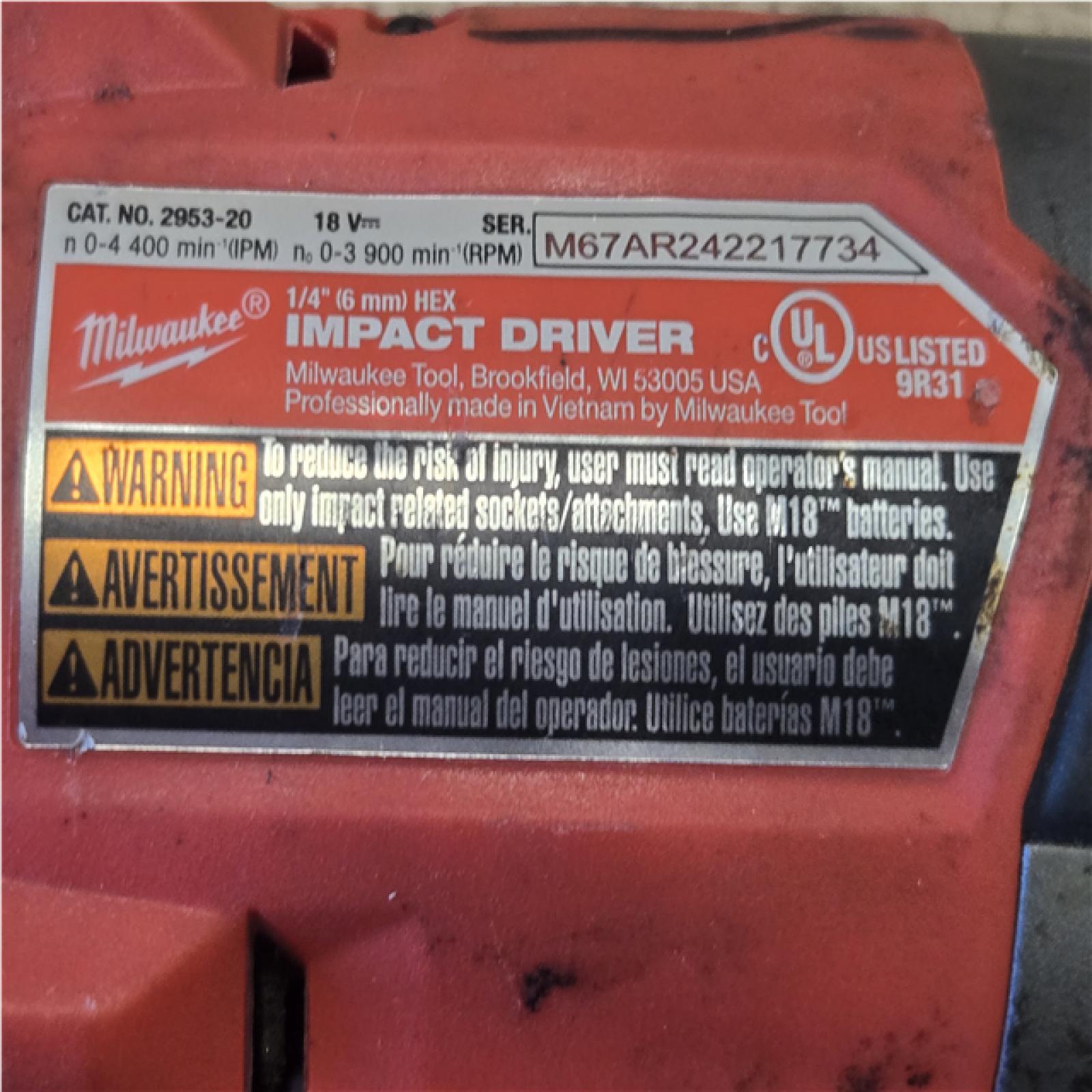 AS-IS Milwaukee FUEL 18V Lithium-Ion Brushless Cordless 1/4 in. Hex Impact Driver (Tool-Only)