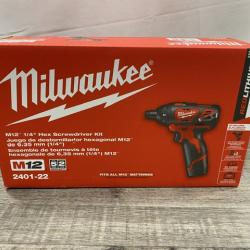 NEW - Milwaukee 12V Lithium-Ion Cordless 1/4 in. Hex Screwdriver Kit