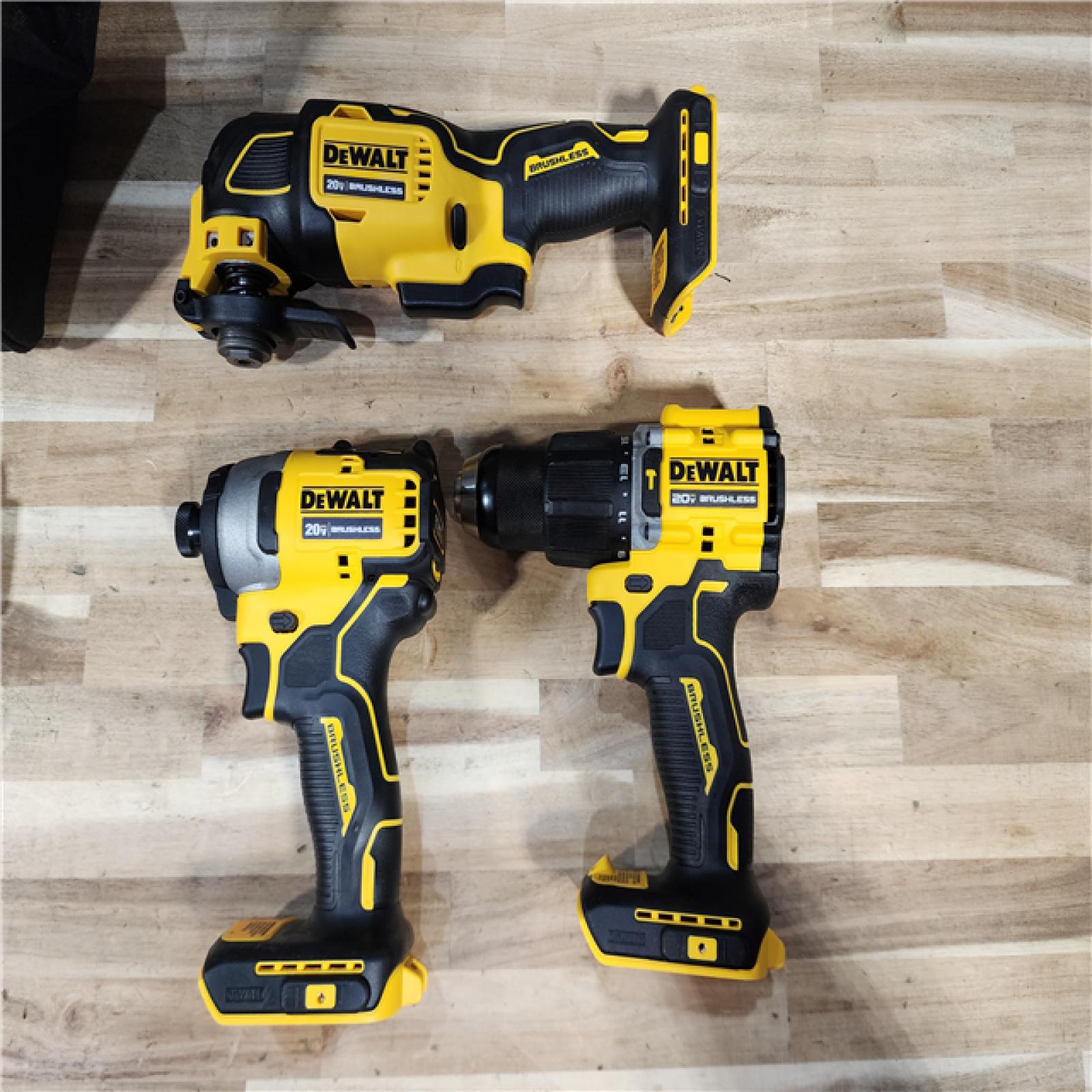 HOUSTON LOCATION - AS-IS DEWALT ATOMIC 20-Volt Lithium-Ion Cordless Brushless (3-Tool) Combo Kit