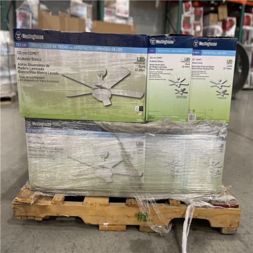 DALLAS LOCATION- Westinghouse Comet 52 in. White LED Indoor Ceiling Fan PALLET (12 UNITS)