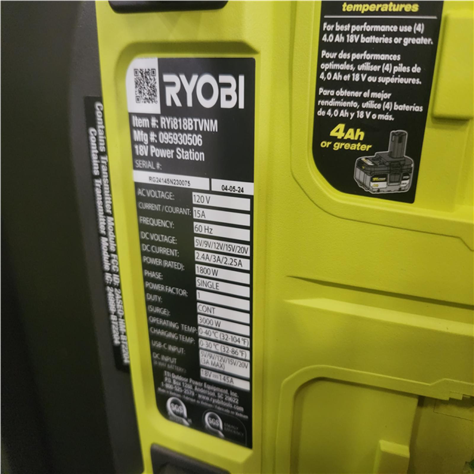 Phoenix NEW RYOBI 18V ONE+ 1800-Watt Portable Battery Inverter Power Station/8-Port Charger (Tool Only)