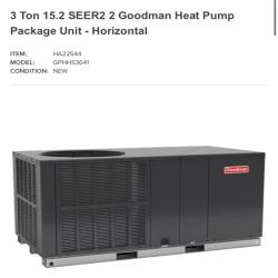 Houston Location AS IS - Goodman 3 Ton 15.2 SEER2 2 Heat Pump Package Unit