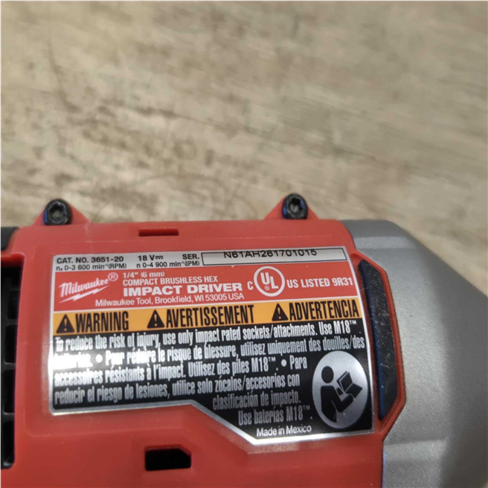 AS-IS Milwaukee 18V Lithium-Ion Compact Brushless Cordless 1/4 in. Impact Driver Kit