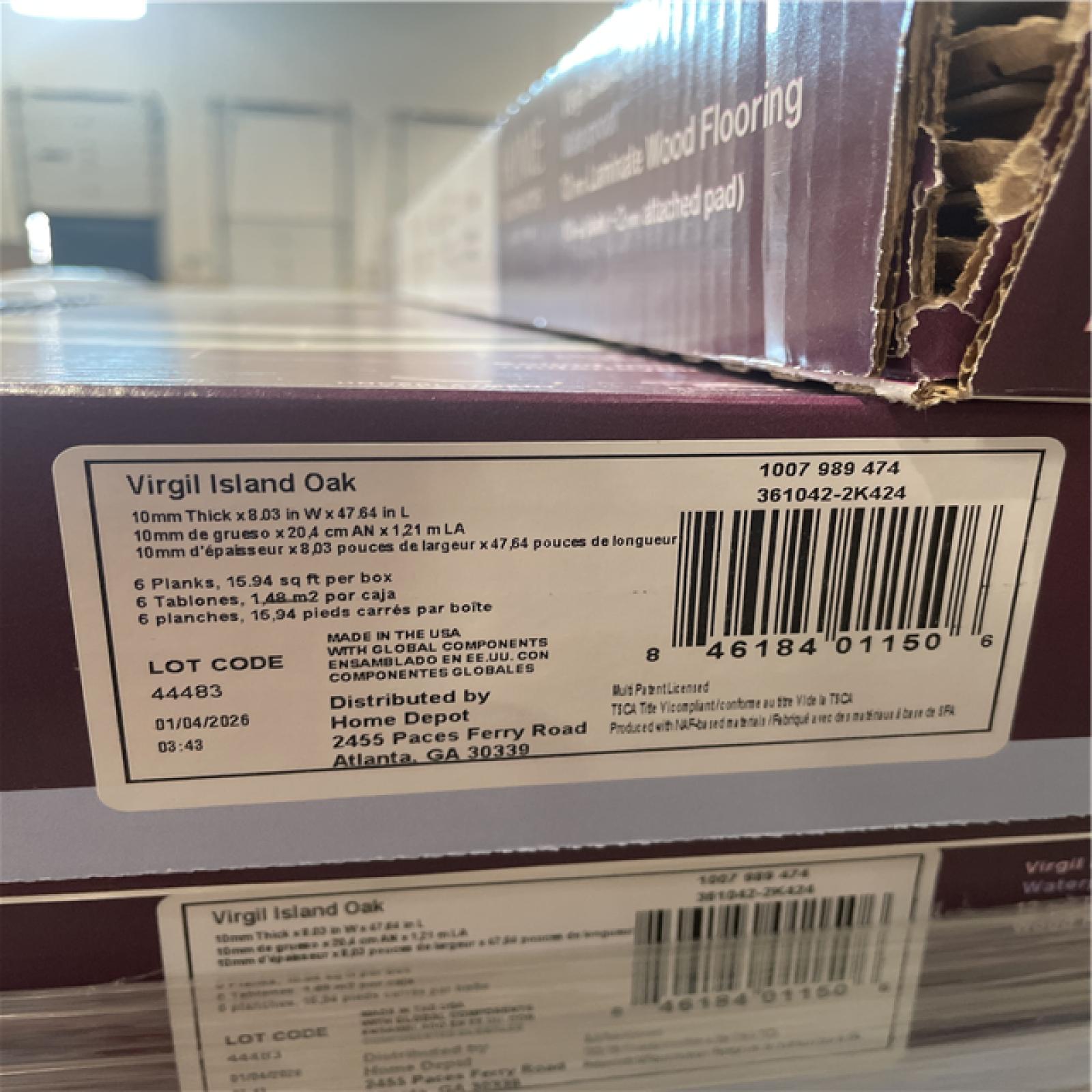 DALLAS LOCATION- AS-IS HOME DECORATORS Virgil Island Oak 12 mm T x 8 in. W Waterproof Laminate Wood Flooring (15.9 sqft/case) (40 CASES)