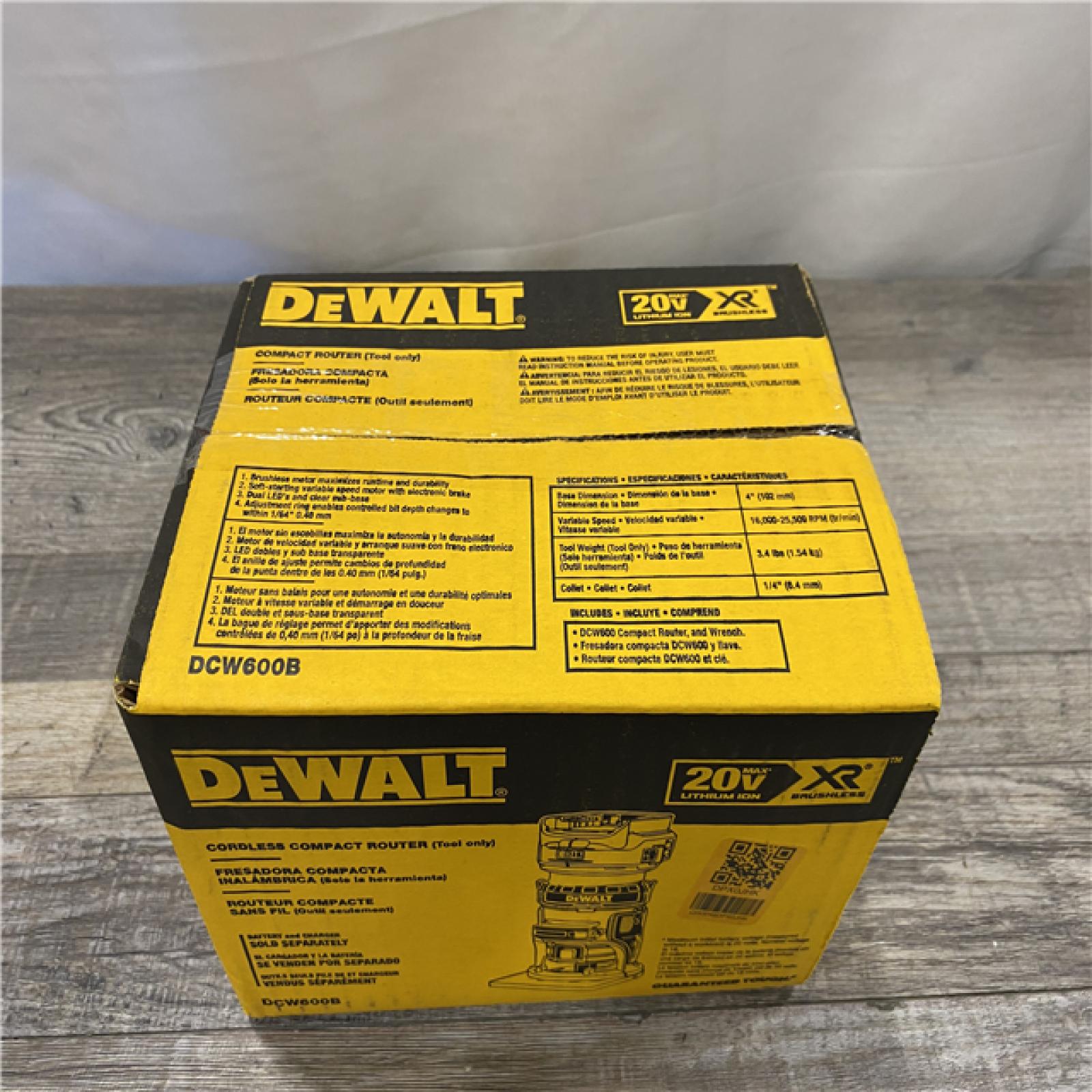 NEW - DEWALT 20V MAX XR Cordless Brushless Fixed Base Compact Router (Tool Only)