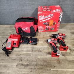 HOUSTON LOCATION - AS-IS Milwaukee 18V Cordless Brushed 2-Tool Drill/Driver and Impact Driver Kit