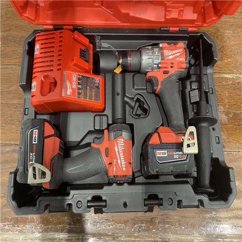 AS-IS MILWAUKEE M18 FUEL 18V Lithium-Ion Brushless Cordless Hammer Drill and Impact Driver Combo Kit (2-Tool) with 2 Batteries
