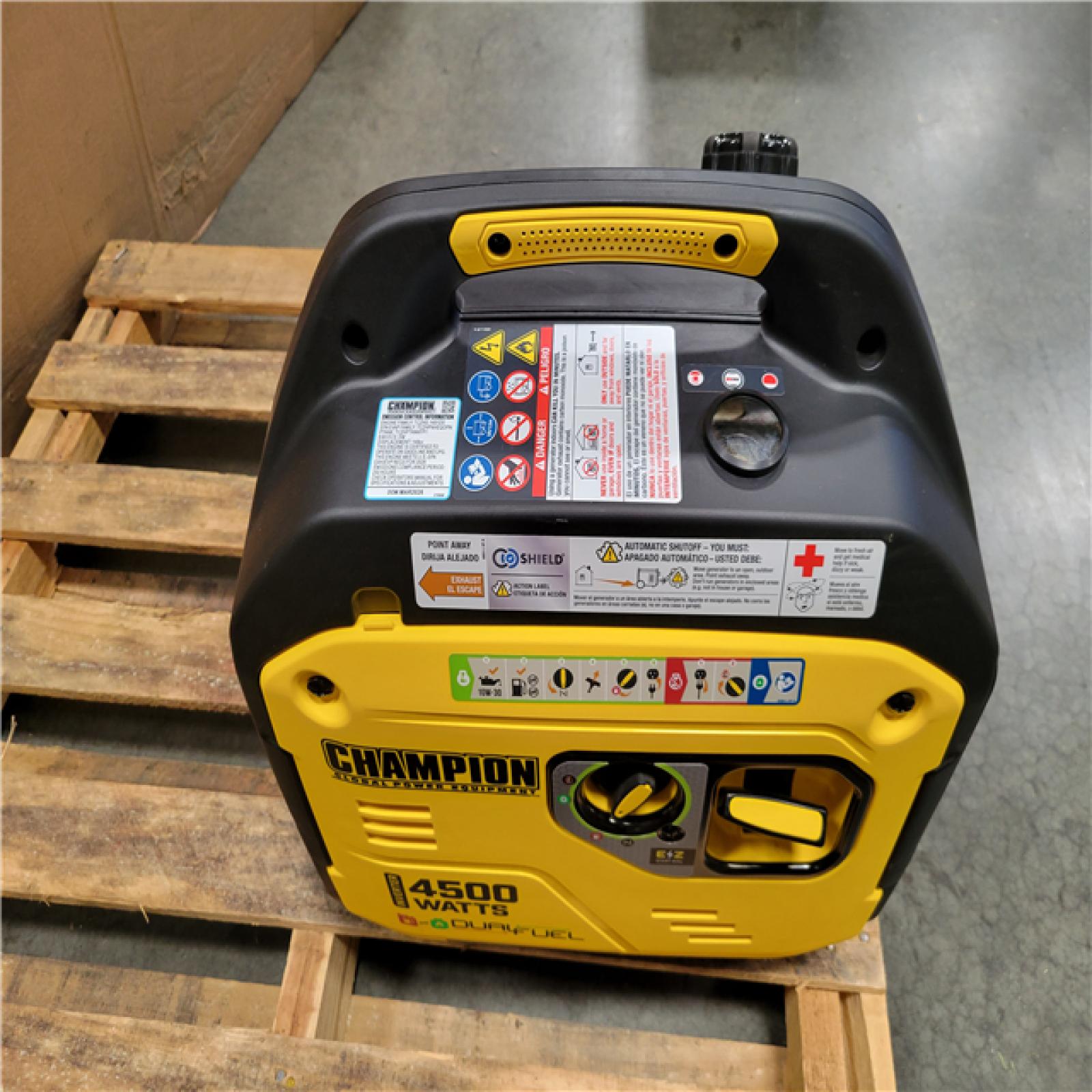 CALIFORNIA AS-IS CHAMPION 4500/3500-Watt Electric Start Gasoline/Propane Powered Dual Fuel Inverter Generator with Quiet Technology and CO Shield