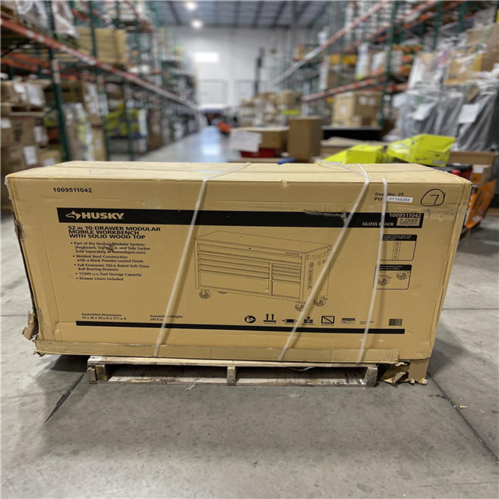 DALLAS LOCATION- NEW!- HUSKY 52 in. W x 20 in. D BLACK MOBILE WORKBENCH CABINET