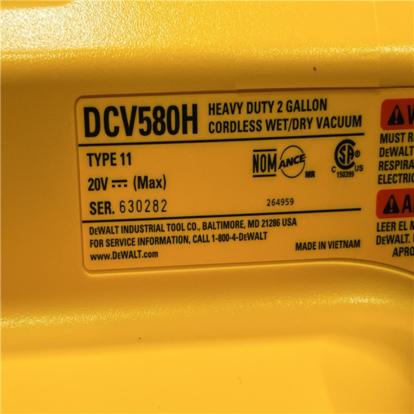 AS-IS DEWALT 2 Gal. Max Cordless Wet/Dry Vacuum (Tool-Only)
