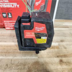 HOUSTON LOCATION - AS-IS Milwaukee 100 ft. REDLITHIUM Lithium-Ion USB Green Rechargeable Cross Line Laser Level with Charger