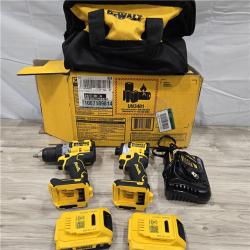 AS-IS DEWALT 20V MAX XR Cordless Drill/Driver, ATOMIC Impact Driver 2 Tool Combo Kit, (2) 2.0Ah Batteries, Charger, and Bag