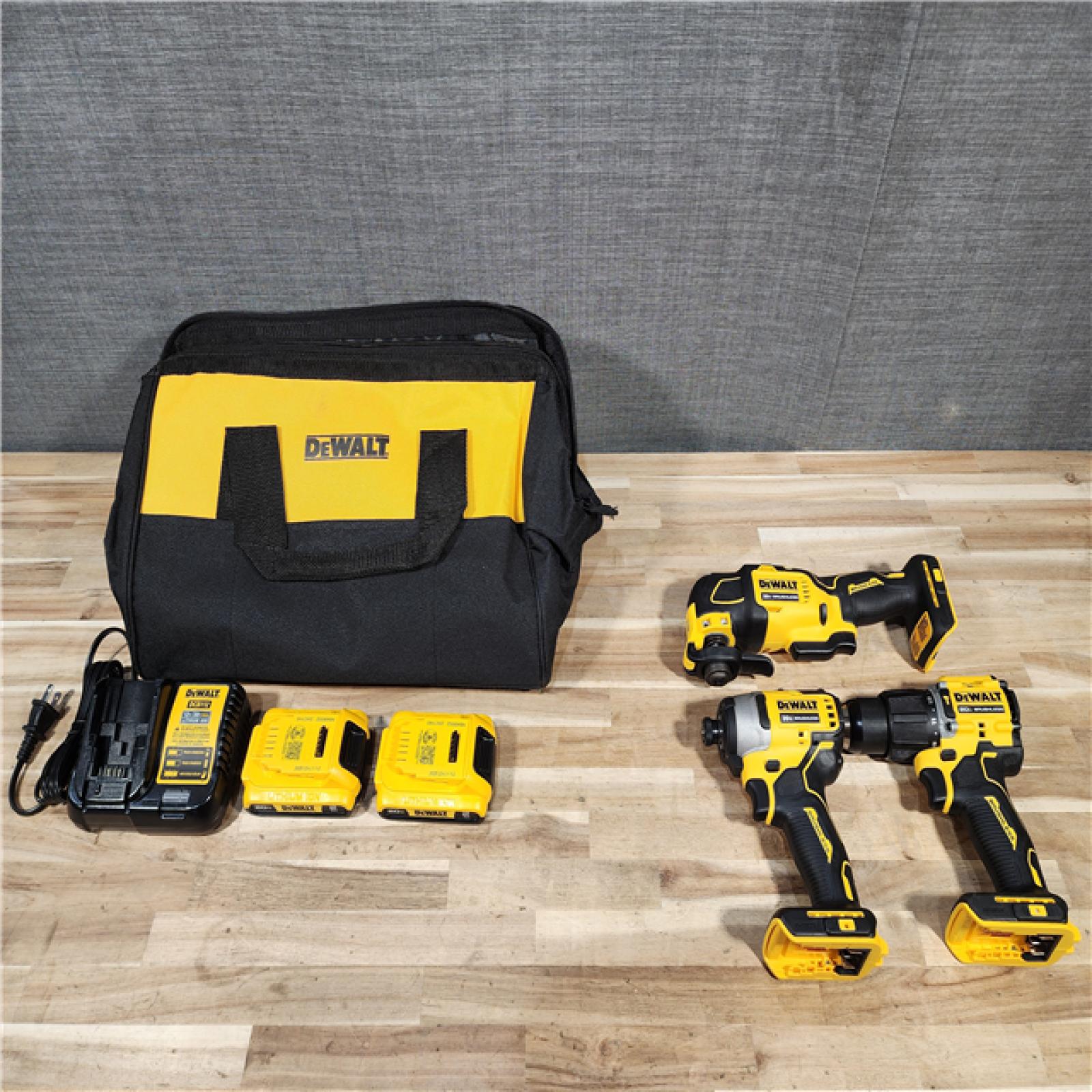 HOUSTON LOCATION - AS-IS DEWALT ATOMIC 20-Volt Lithium-Ion Cordless Brushless (3-Tool) Combo Kit