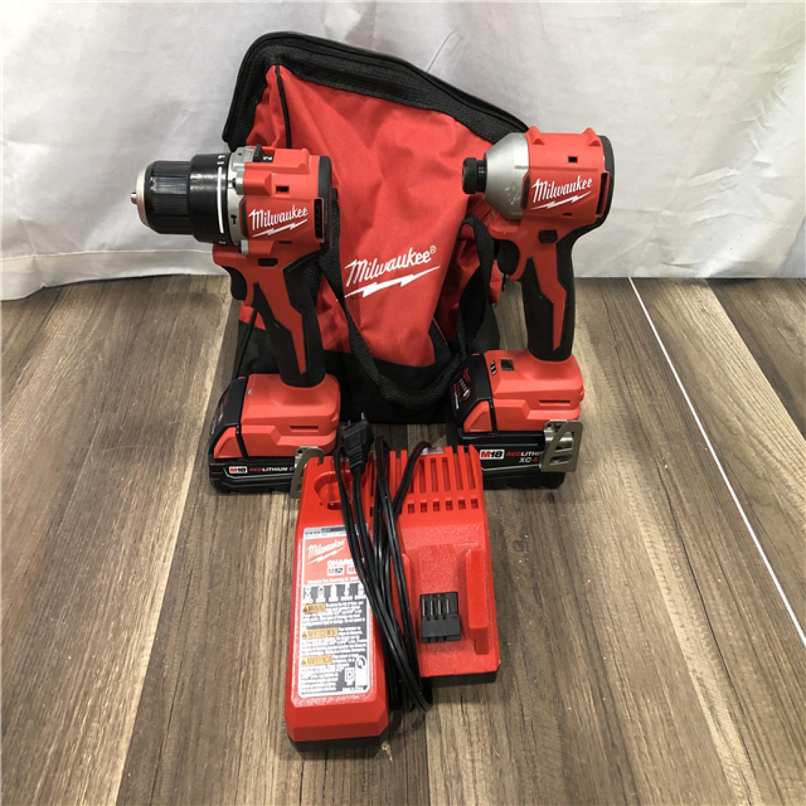 AS-IS Milwaukee 18-Volt Lithium-Ion Brushless Cordless Compact Hammer Drill/Impact Combo Kit