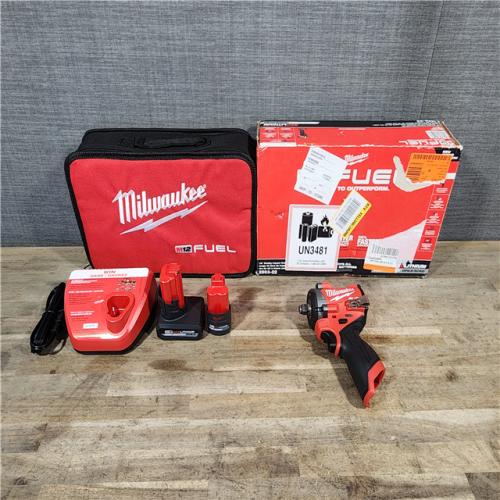 HOUSTON LOCATION - AS-IS (APPEARS LIKE NEW) Milwaukee M12 FUEL Cordless Compact Impact Wrench Kit  Brushless  1/2 Torque  12V