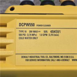 AS-IS DEWALT 20V MAX 550 PSI 1.0 GPM Cold Water Cordless Battery Power Cleaner (Tool Only)