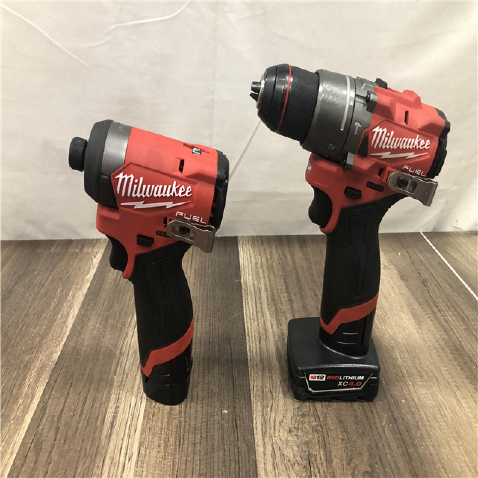 AS-IS Milwaukee FUEL 12-Volt Lithium-Ion Brushless Cordless Hammer Drill and Impact Driver Combo Kit