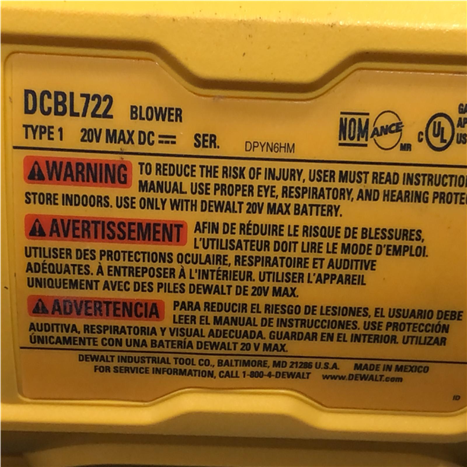 AS-IS DeWalt DCBL722P1 Blower Brushless W/5ah Pk 20v