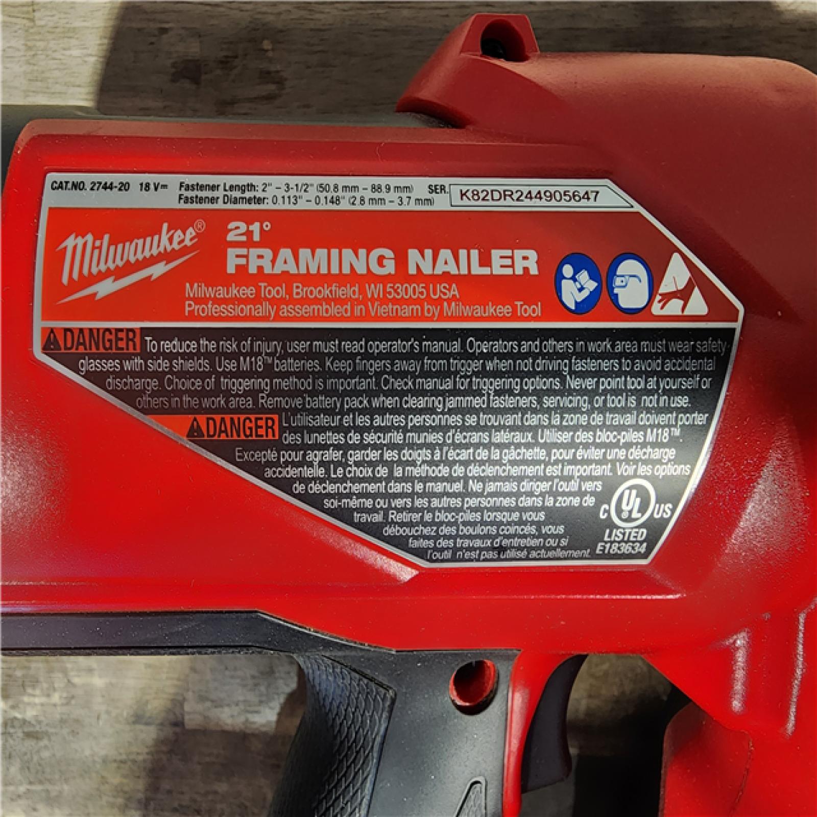 HOUSTON LOCATION - AS-IS Milwaukee 2744-20 M18 FUEL 3-1/2 in. 18-Volt 21-Degree Lithium-Ion Brushless Cordless Framing Nailer (Tool-Only)