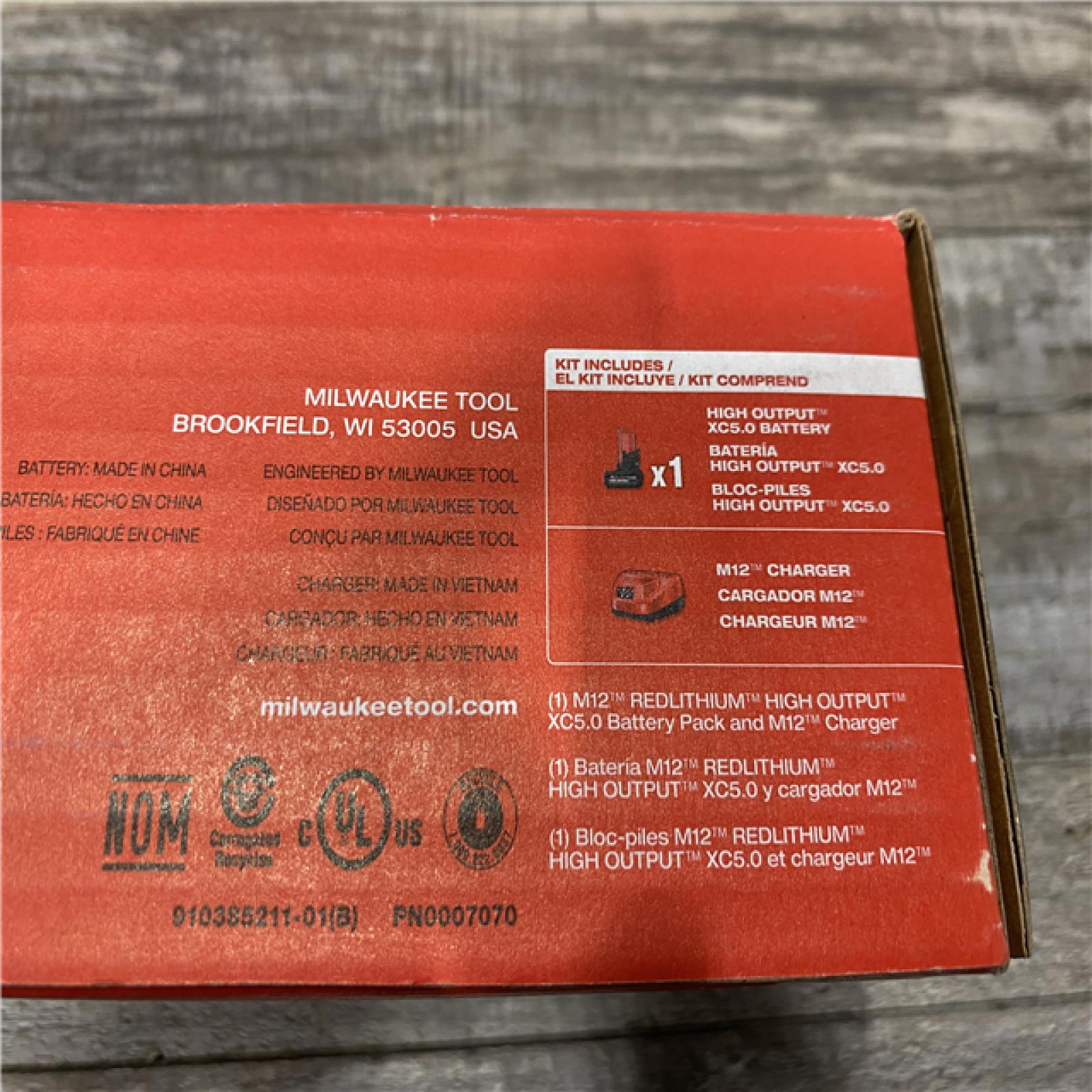 NEW - Milwaukee 12-Volt Lithium-Ion XC High Output 5.0 Ah Battery Pack with Charger Starter Kit