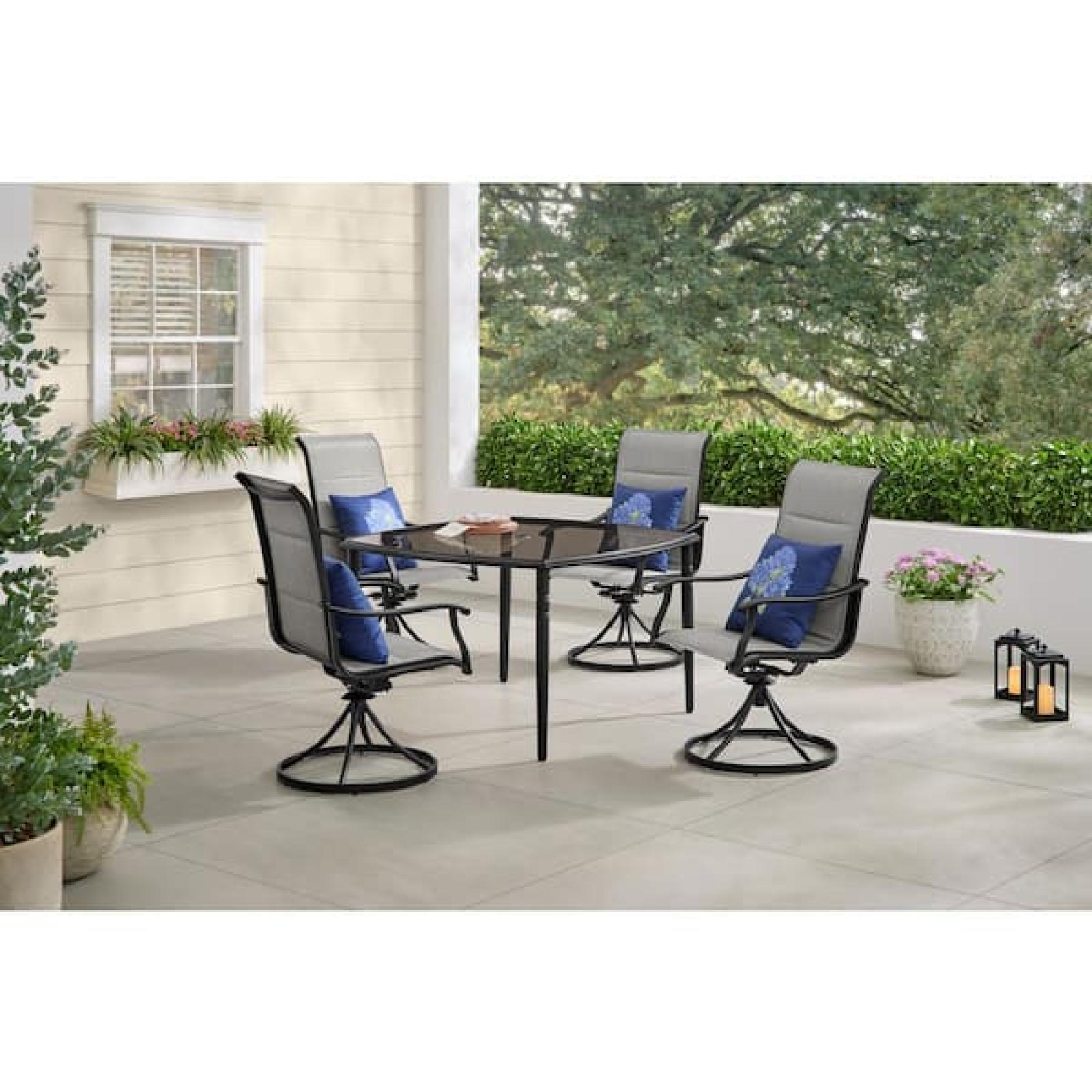 Phoenix LIKE NEW Hampton Bay Kentbury 5-Piece Steel Padded Sling Square Glass Top Outdoor Dining Set
