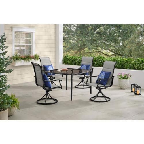 Phoenix LIKE NEW Hampton Bay Kentbury 5-Piece Steel Padded Sling Square Glass Top Outdoor Dining Set