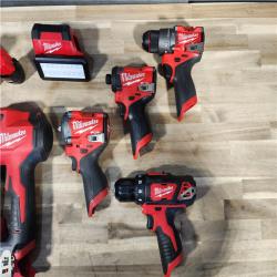 HOUSTON LOCATION - AS-IS MILWAUKEE 7 TOOL COMBO KIT W/ (2) BATTERY & CHARGER