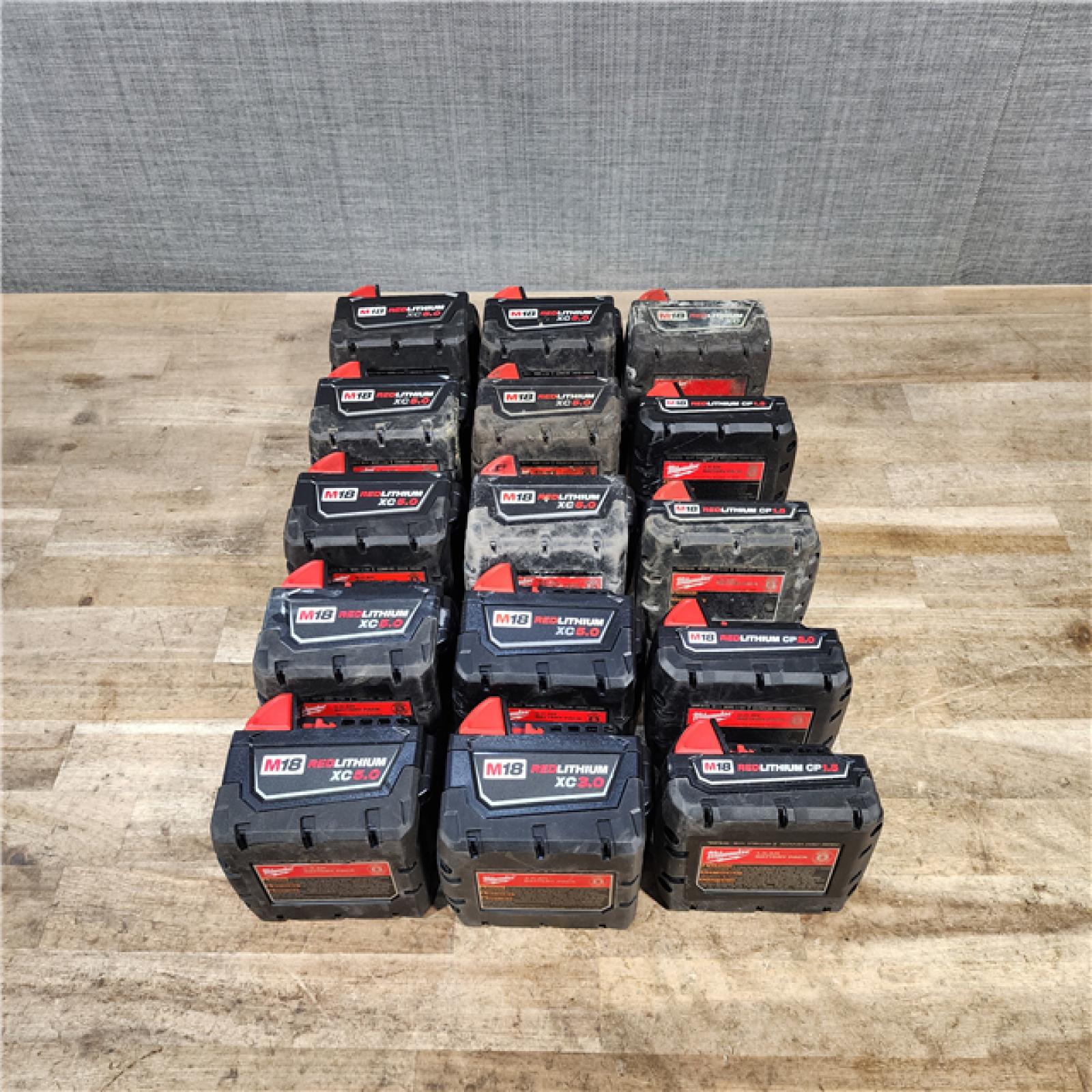 HOUSTON LOCATION - AS-IS MILWAUKEE BATTERY PACK QTY - 15